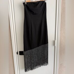 Sky Black Strapless Dress with Sheer Asymmetrical Hem size M.